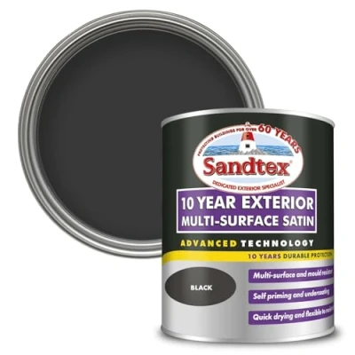 Image of Sandtex 10 Year Multi Surface Satin Paint 750ml Black