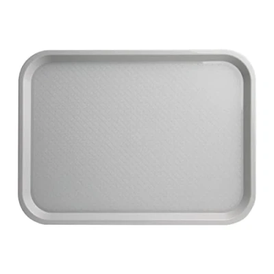 Image of Olympia Kristallon Polypropylene Plastic Fast Food Tray Large 450(W) x 350(D)mm / 17.75 13.75 inch, Grey, Dishwasher Safe, Textured Slip Resistant Surface, Stackable, P508