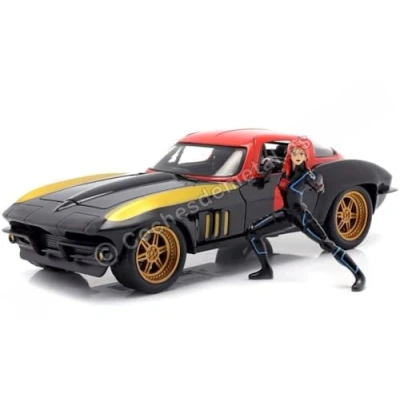 Image of Jada JA31749 1:24 1966 Chevy Corvette and Black Widow Figure
