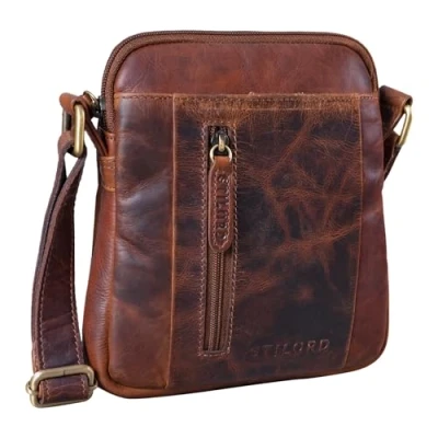 Image of STILORD &#039;Emerson&#039; Men&#039;s Small Messenger Bag Leather Vintage Shoulder Crossbody Satchel Courier Man Genuine Leather, Colour:Florida Brown
