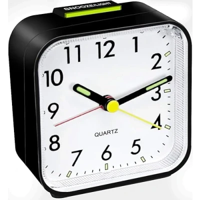 Image of AOOABO TECH Alarm Clock, Silent Clocks Bedside Non Ticking Table Snooze with Large Display,Night Light for Heavy Sleepers Bedrooms Office Travel (Black)