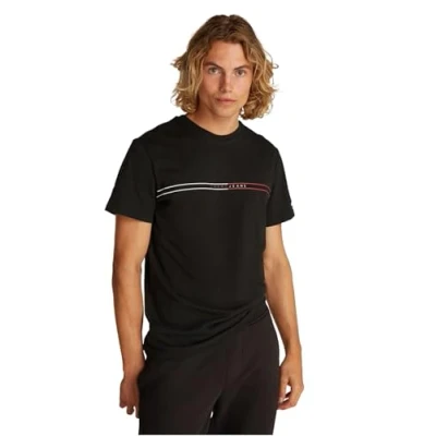 Image of Tommy Jeans Entry Graphic TEE Print Tshirt, Men&#039;s, Size: 46, Black