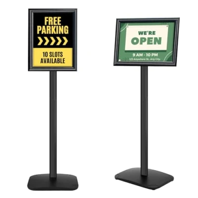 Image of Mutualsign A4 Display Stand Heavy Duty Sign with Stable Base, Floor Standing Poster for Menu/Notice/Display, Outside Welcome Holder, Black