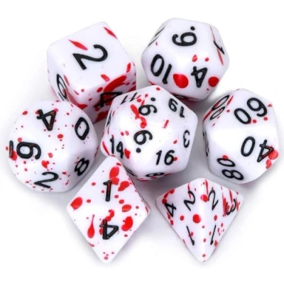 Image of FLASHOWL D&amp;D Dice Set with Irregular Spray Red Dots Polyhedral Role Playing Gaming D20 Dungeons and Dragons of 7 (Red)