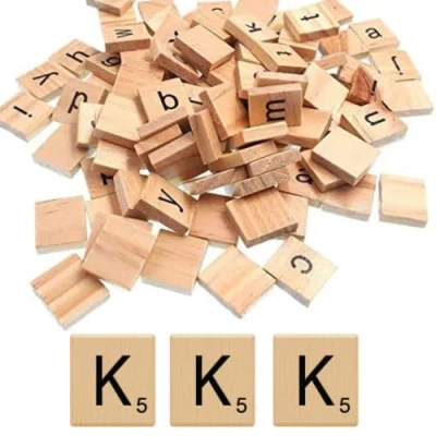 Image of Glamified Pack of 10 K SCRABBLE TILES Same LETTERS Bags WOODEN BLACK NUMBERS FOR CRAFTS WOOD ALPHABETS (Letter K, Tiles)