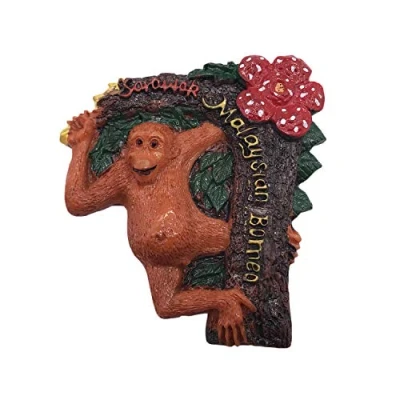 Image of Sabah Borneo Malaysia 3D Proboscis Monkey Refrigerator Magnet Tourist Travel Souvenirs Handmade Resin Craft Magnetic Stickers Home Kitchen Decoration Fridge Collection Gift