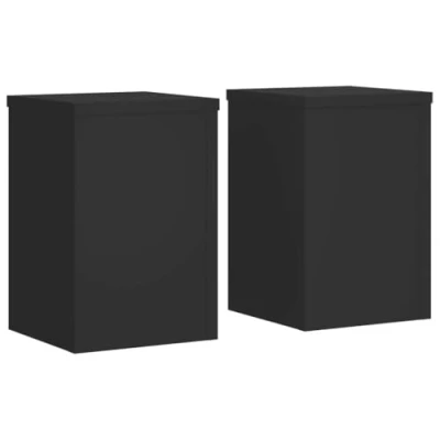 Image of vidaXL Plant Stands Patio Pot Flower Stand 2 pcs Black Engineered Wood, 25x25x35 cm, 50 kg Capacity, Modern Minimalist Design for Indoor &amp; Outdoor Use