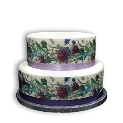 Image of Top That Edible Decor Sheet Thistle Dandelion Flower Themed Border Ribbon Perfect for Larger cakes Easy to Use