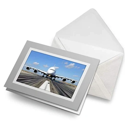Image of Greeting Cards Gray (Insert) A380 Airbus Plane Runaway Pilot Blank Greetings Card Birthday Kids Party Boys Girls #8108