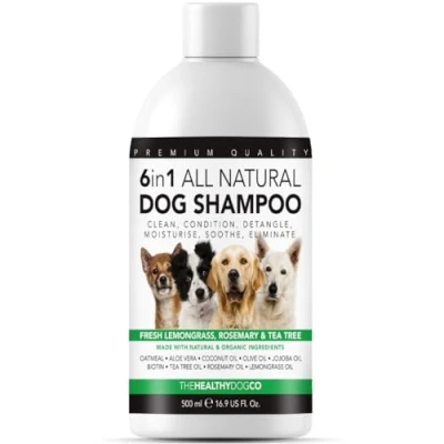 Image of The Healthy Dog Co 6 in 1 All Natural Shampoo and Conditioner for Smelly Itchy Skin Dogs Deshedding Sensitive Oatmeal Puppy 500ml