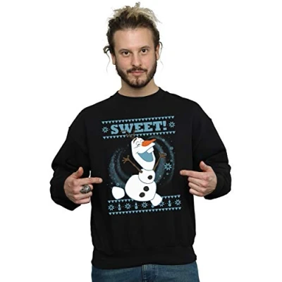 Image of Disney Men&#039;s Frozen Olaf Sweet Christmas Sweatshirt Black Large