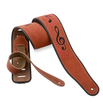 Image of Dulphee Leather Guitar Strap, 2.8 Inches Width Suede Strap for Bass, Electric and Acoustic (Brown Note)