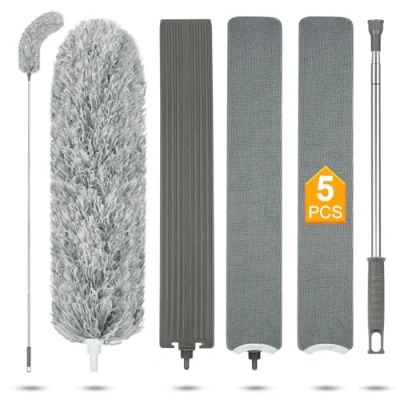 Image of Vicloon Extendable Gap Cleaning Duster, Reusable Retractable Dust Cleaner with Long Handle, Flexible Telescopic Brush, Microfiber Hand Duster Tool for Home Bedroom Kitchen Bathroom