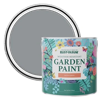 Image of Rust Oleum Grey Mould Resistant Garden Paint In Satin Finish Mid Anthracite 2.5L