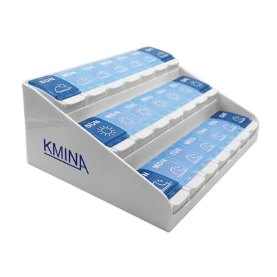 Image of KMINA Pill Boxes 7 Day 3 Times a Large Home, Weekly Organiser Morning Noon and Night, Medicine Storage Box, Box Day, Vitamin Days Made in Europe