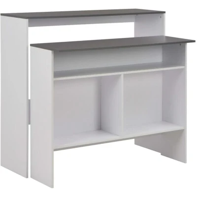 Image of vidaXL Bar Table with 2 Tops White and Grey 130x40x120 cm