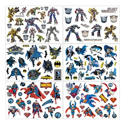 Image of Huayao Tattoo Set, 6 Count Super Man Waterproof Temporary for Birthday Party Decorations, Teens and Adults