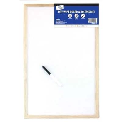 Image of 400x600mm Dry Wipe Board White for Office Presentation, Memo Decor with Pen and Hanging Hooks