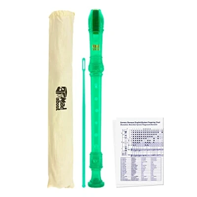 Image of Mad About REC03 Descant Recorder, Soprano School Recorder with Bag, Cleaning Rod and Fingering Chart, Green