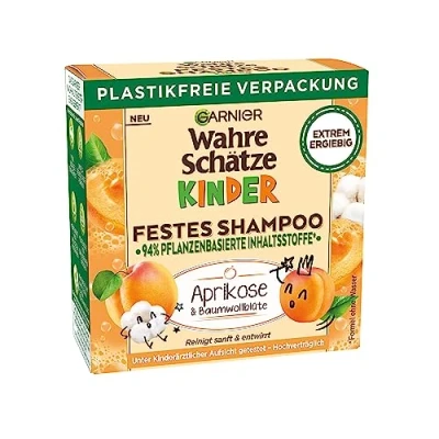 Image of Garnier Solid Children&#039;s Shampoo, Mild Care Shampoo for Sensitive Hair and Easy to Comb, with Apricot Cotton Blossom, True Treasures Kids, 1 x 60 ml