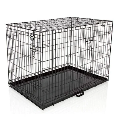 Image of Cozy Pet Dog Cage 42&quot; Black Metal Tray Folding Puppy Crate Cat Carrier Crates Cages DC42B. (We do not ship to Channel Islands or Scilly Isles.)