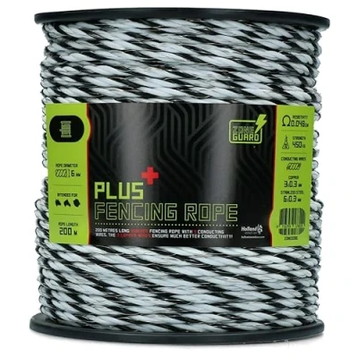 Image of ZoneGuard 6 mm Plus fence cord Zwart / Wit 200 m