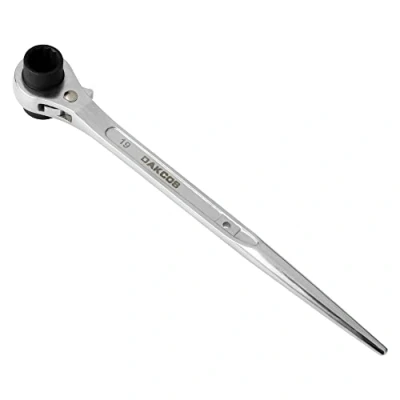 Image of DAKCOS Ratchet Podger Spanner Scaffold Steel Erect Wrench 19mm x 21mm (Silver Tone)