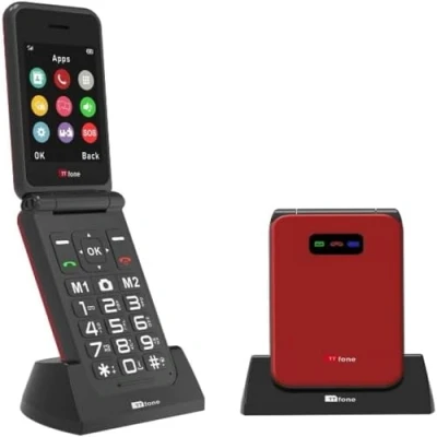Image of TTfone TT760 Flip 4G Big button Mobile Phone for the Elderly with Emergency Assistance Unlocked Basic (Red, Dock Charger)