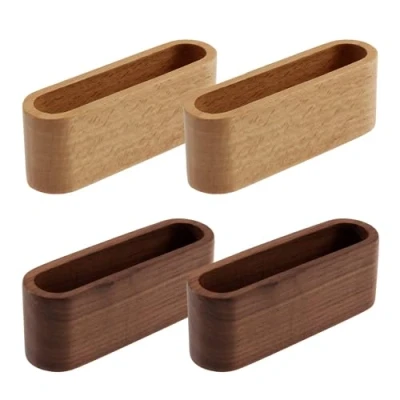 Image of RoadLoo Wooden Business Card Holder, 4 Pcs Case Storage Box Name Keep Display for Office Holder Stand Desktop