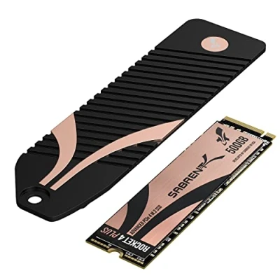 Image of SABRENT M.2 NVMe SSD 500GB Gen 4 with PS5 Heatsink, Internal Solid State 7000MB/s Read, PCIe 4.0 M2 Hard Drive for Gamers, Compatible PlayStation 5, Console (SB RKT4P PSHS 500)