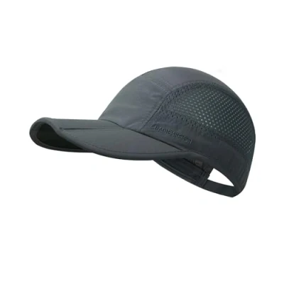 Image of Folding Running Man Hat,Visors Sport Cap Summer Mesh Breathable Waterproof Trucker Hat Women Baseball Hiking Quick Drying with 3.54in Brim 19 24in Adjustable Unisex 63g Deep Gray