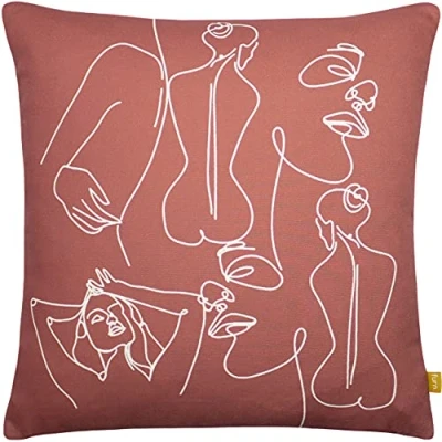 Image of furn. Body Art 100% Recycled Feather Filled Cushion Red Material Size 43 cm x