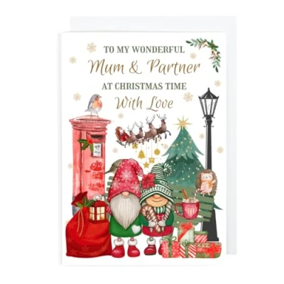 Image of Second Ave Mum &amp; Partner Christmas Winter Postbox Xmas Holiday Festive Greetings Card
