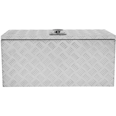 Image of Aluminium Tool Box 102L Lockable Chest 2 Keys Trailer Truck Van Locker Boxes Storage Heavy Duty Checker Plate Rubber Base Liner &amp; Seal Gas Struts Carry Case XL 32&quot; x 14.5&quot; 14&quot; 810mm 370mm 350mm