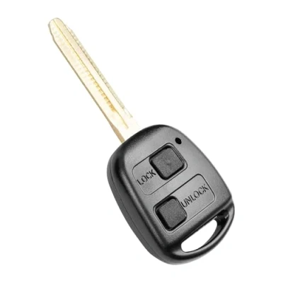 Image of Toyota Key Fob Cover Replacement for Yaris Corolla Avensis RAV4 Celica Camry Echo Prado Remote Car Case Shell, 2 Button Repair Kit (With Rubber Pad &amp; Blade)