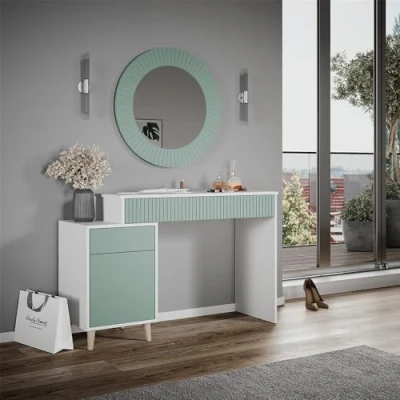 Image of Vicco Vanity table Arles, Green/White, 120 cm
