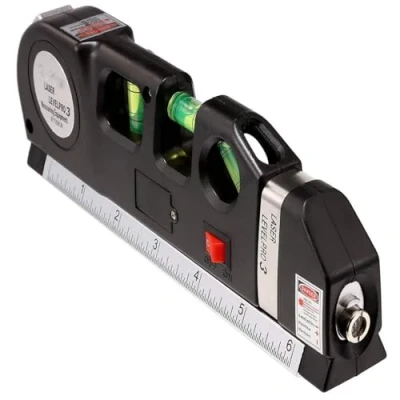 Image of NTEK Multipurpose Spirit Level, Tape Measure DIY Level Line Laser, 8 Feet Measuring Tape, Laser for Picture Hanging, Woodworking Alignment Guide Tool (Level PRO 3)
