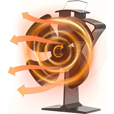 Image of HAWCAFU Wood Stove Fan Log Burner Woodburner Fireplace Fire for Burning Top Heat Powered Eco Friendly
