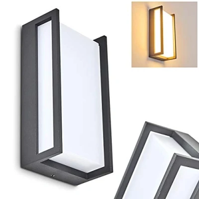 Image of LED Outdoor Wall lamp Skove, Made of Aluminium in Anthracite, Light 18 Watt, 1100 Lumen, 3000K, Angular Light, IP54