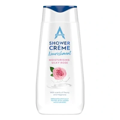 Image of Astonish Shower Crème, Silky Rose, Cleanses and Moisturises, Peony Magnolia Scented, 400ml