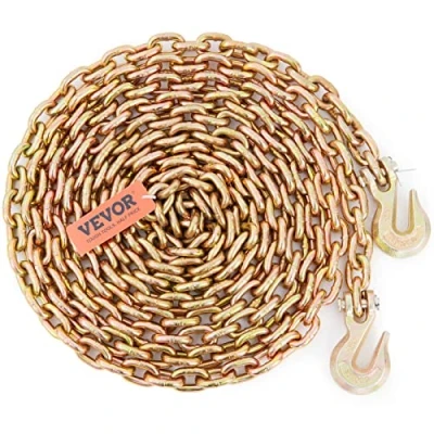 Image of VEVOR Transport Binder Chain, 4900 lbs Working Load Limit, 5/16&#039;&#039; x 20&#039; G80 Tow Chain Tie Down with Grab Hooks, DOT Certified, Galvanized Coating Manganese Steel for Dock Factory Construction Site