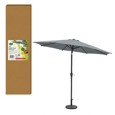 Image of GardenKraft 2m Parasol Crank &amp; Tilt 6 Ribs Grey