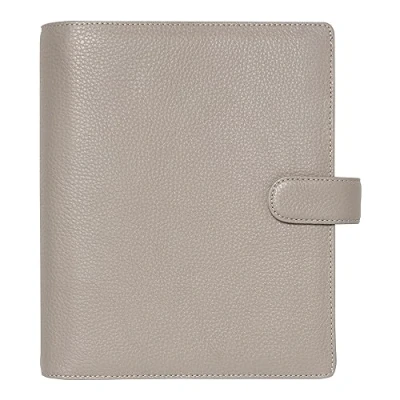 Image of Filofax Norfolk Organizer, A5 Size, Taupe Soft Full Grain Leather, Six Rings, with Week to View Calendar Diary, Multilingual, 2024 (C022643 24)