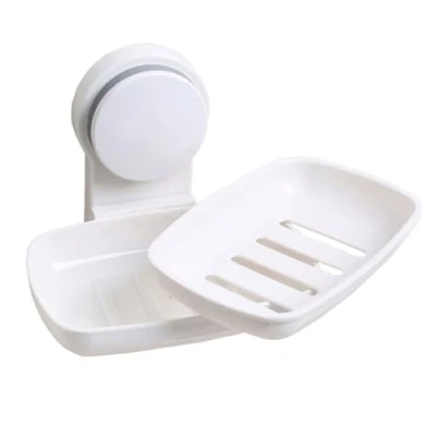 Image of Easylife Instant Fix Single Layer Plastic Soap Dish (Pack of 2). Bar Holder (H10.5 x W13.2 D11cm). Kitchen or Bathroom Holder. No Drill Shampoo Fully Guaranteed