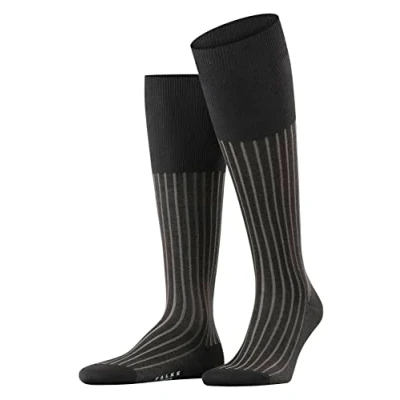 Image of FALKE Men&#039;s Shadow M KH Cotton Long Patterned 1 Pair Knee High Socks, Grey (Grey White 3030), 10 11