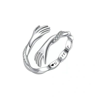 Image of KBRPEY Hug Ring for Women 925 Sterling Silver Adjustable Open Rings Embrace Thumb Hand Finger con Zircon Knuckle Wife Girlfriend Jewelry Gifts (Type A)