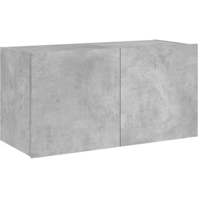 Image of vidaXL TV Wall Cabinet with LED Lights Concrete Grey 80x35x41 cm