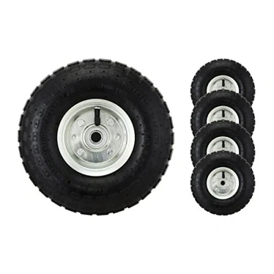 Image of Bond Hardware® Set of 4 10&quot; Pneumatic Wheels For Sack Trucks / Trolleys Wheelbarrows