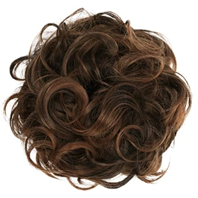 Image of CAISHA Large Hairpiece Scrunchy Instant Updo Curly Messy Bun Brown Mix G9E