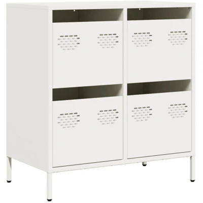 Image of vidaXL sideboard white cold rolled steel cabinet with drawers &amp; shelves for living room/bedroom/office 68x39x73.5 cm
